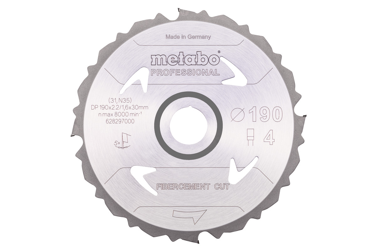 Saw blade "fibre cement cut - professional", 190x30 Z4 PCD FZ 5° (628297000) 