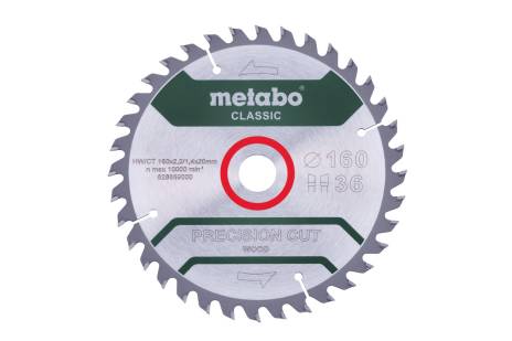 Saw blade "precision cut wood - classic", 160x20 Z36 WZ 10° /B (628659000) 